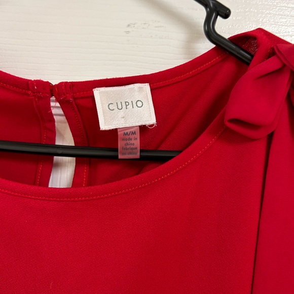 Cupid red long sleeve red elastic blouse stretchy fabric size M - Picture 2 of 6